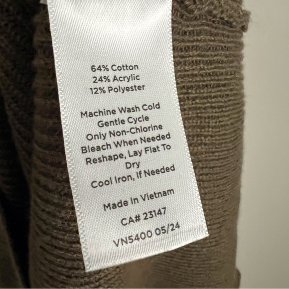 Talbots Olive Green Rib Knit Sweater Dress Button Neck Winter NEW Large Petite - Picture 7 of 9